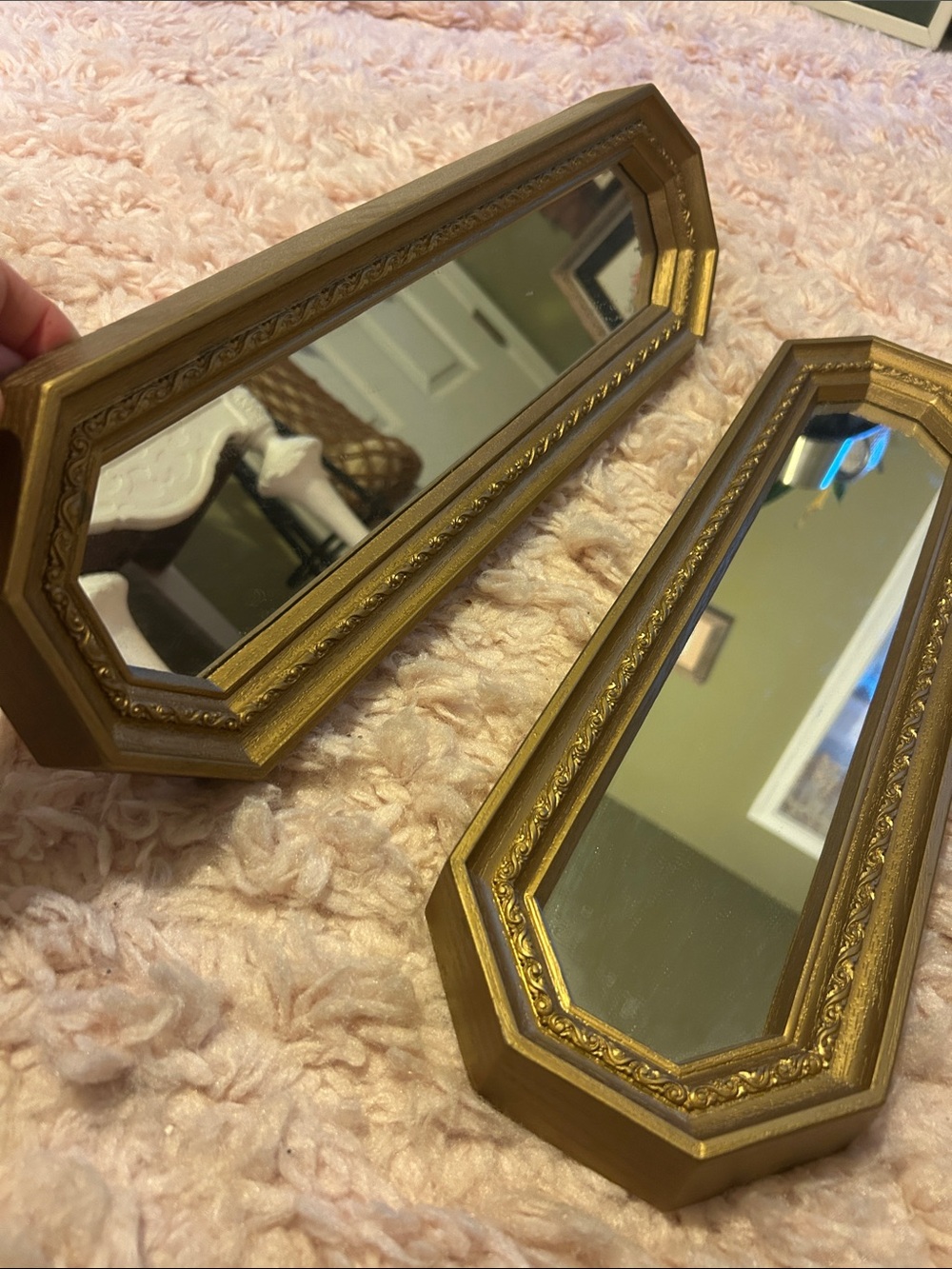 Vintage sirroco Gold Octagonal Edge Wall Mirrors - Decorative Home Wall Decor - Picture 2 of 4